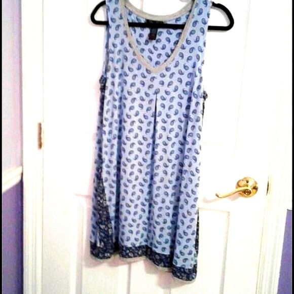 Rene Rofe Boho Blue Paisley Soft Flowy Sleepdress Comfy Loungewear - Picture 1 of 5